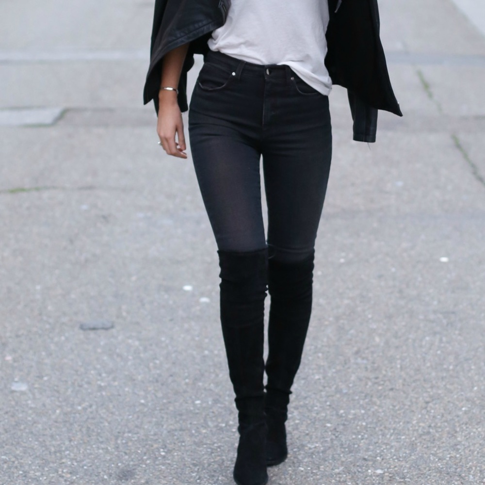 J. Crew High Rise Washed Black Jegging